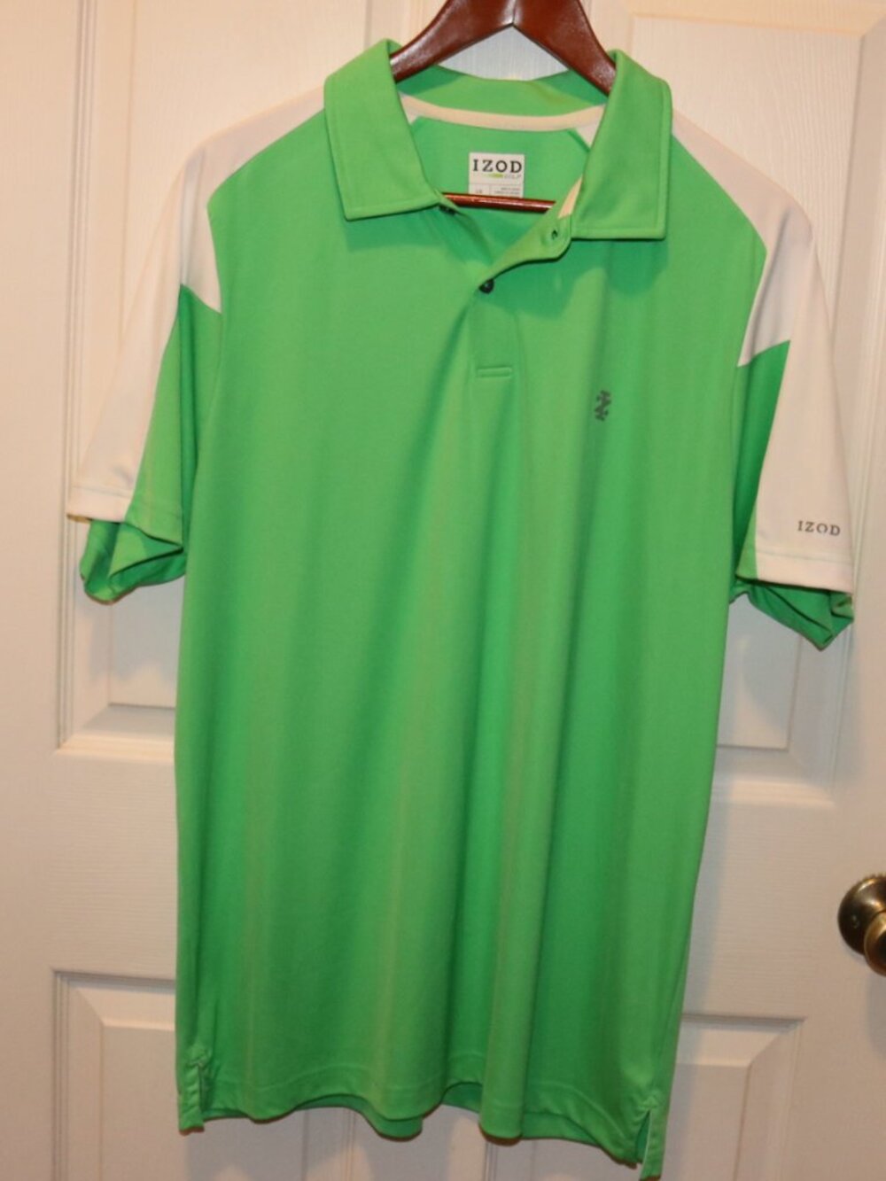 Izod Golf Polo Shirt Green Large Short Sleeve